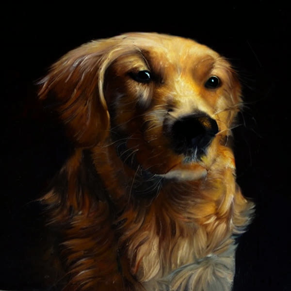 Oil painting style pet portrait sample