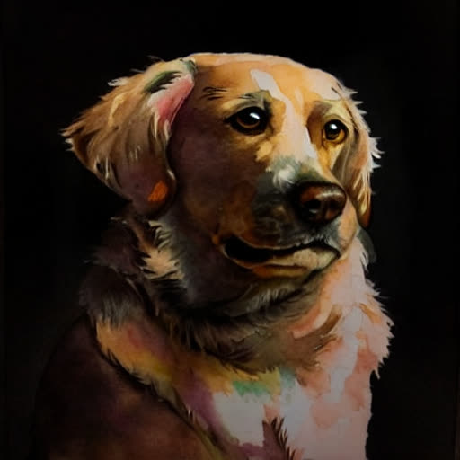 Watercolor style pet portrait sample